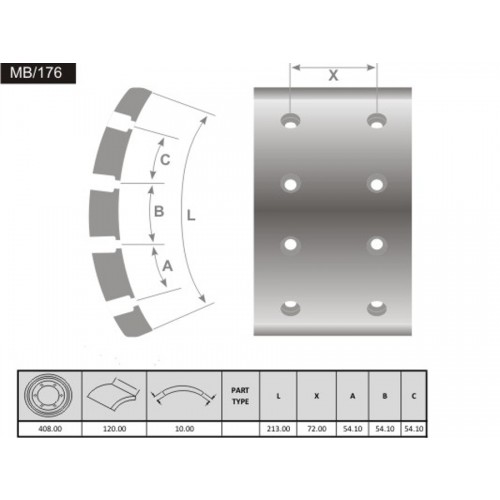 Lona Pesada de Freio - MB-176 - Fras-Le (Dianteira / Traseira)