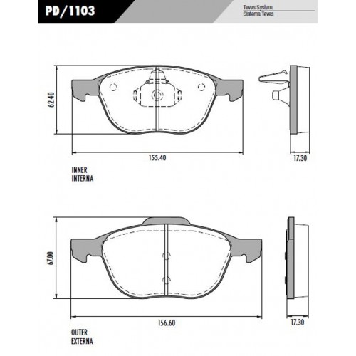 Pastilha Dianteira de Freio - Fras-le - PD/1103